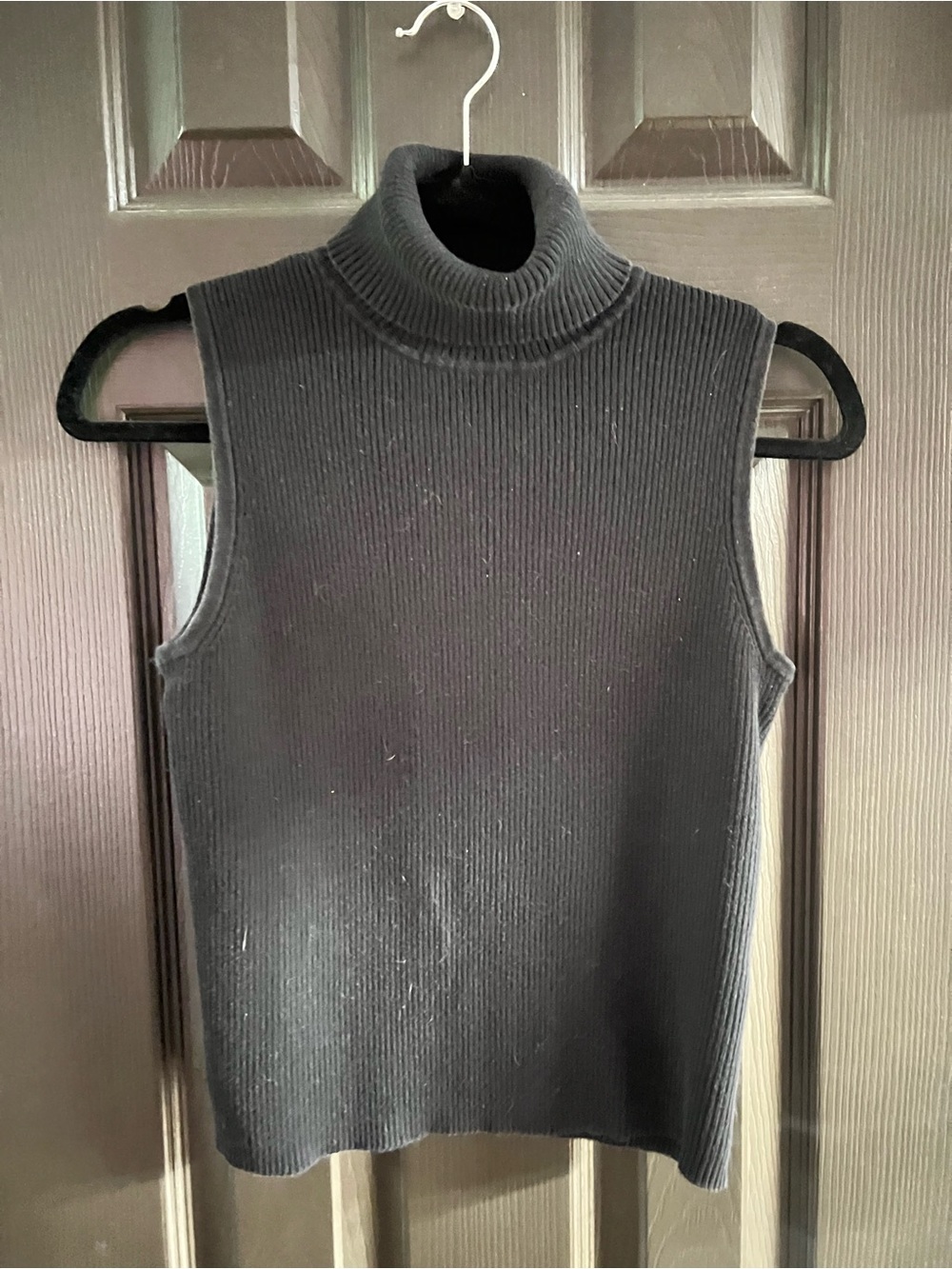 Style & Co. Black Ribbed Sleeveless Turtleneck Tank